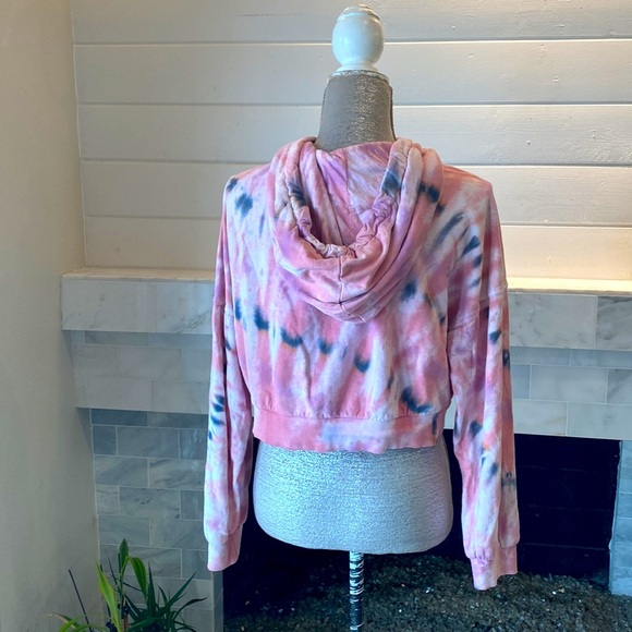 Young Fabulous & Broke Cropped Pink Tie Dye Hooded Sweatshirt - Picture 5 of 13